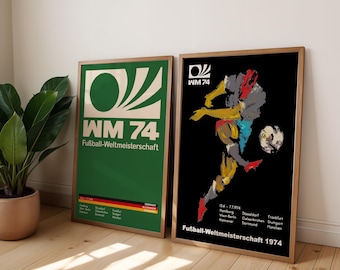 Pôster da Copa do Mundo de 1974: Impressão artística retrô de futebol