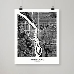 Mapa de Portland / Download digital ilustrado / Pôster de Portland, Oregon