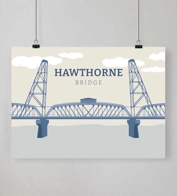 Hawthorne Bridge / Illustrated Digital Download / Portland, Oregon