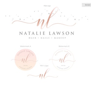 Premade Logo, Makeup Artist Logo, Lash artist logo, Hair Stylist logo, Photography Logo, Branding Kit, Beauty Salon Logo, Rose Gold Logo