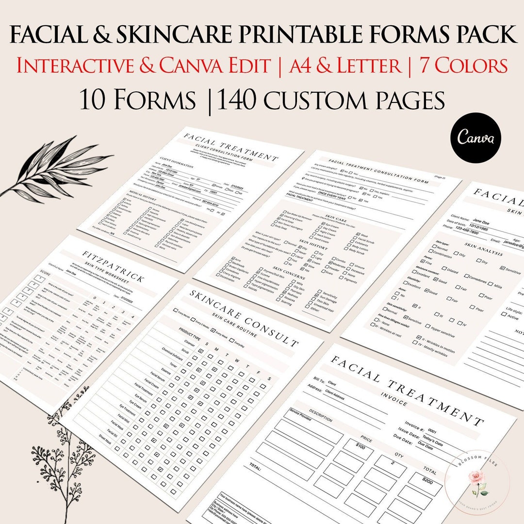 Esthetician Facial Consent Forms Skincare Business Treatment ...