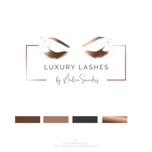 Premade Lash & Brow Logo Design, Rose Gold Lash artist Branding Kit, Beauty logo, Feminine Logo, Eyelash logo with 25 Instagram highlights imagem 4