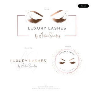 Premade Lash & Brow Logo Design, Rose Gold Lash artist Branding Kit, Beauty logo, Feminine Logo, Eyelash logo with 25 Instagram highlights Rose Gold