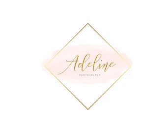 INSTANT DOWNLOAD, Photography Logo, Beauty Salon Logo, Makeup Artist Logo, Rose Gold watercolor Logo, Boutique Logo, Gold Glitter Logo