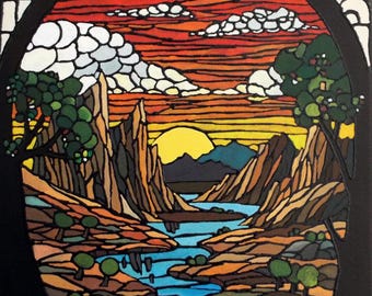 ACRYLIC ON CANVAS 24 x 33 cm original art, acrylic painting, landscape painting, acrylic landscape,
