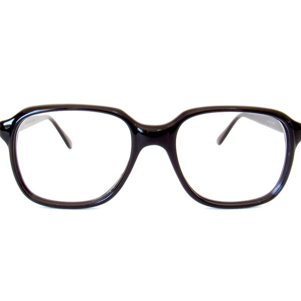 Vintage Schwarze Hipster Brillengestelle - 1980er Jahre Rechteckig Schwarz Kunststoff Nerdy Hipster Brille - Kostüm Schwarze Nerd Brille Retro