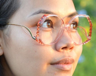 Amber Oversized Drop Arm Eyeglasses Extra Large Plastic Costume Glassses Gold Accent Temples Hipster Retro Frames No Lenses 1980s Elan Etsy