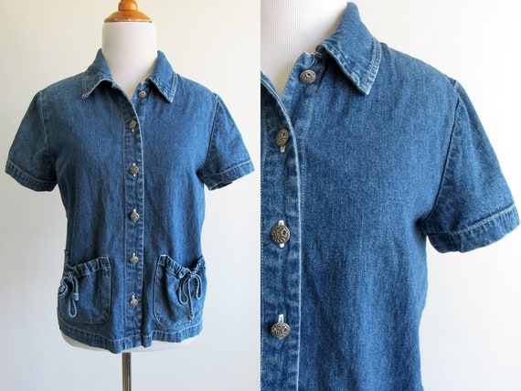 Blue Jean Short Sleeve Button up With 