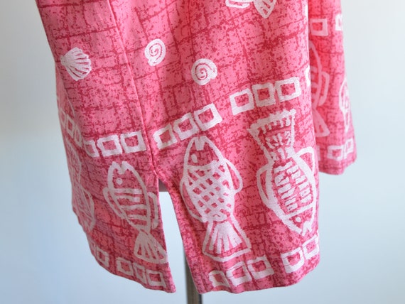 Coral Pink Fish and Seashells Shirt Short Sleeve … - image 5