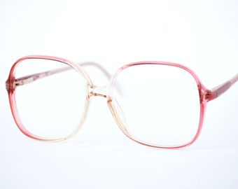 Oversized Plastic Eyeglasses Frames NO LENSES Cute Pink Retro 1980s Glasses Large Frames Grandma Glasses Hipster Jackie O Glasses Elan Frame