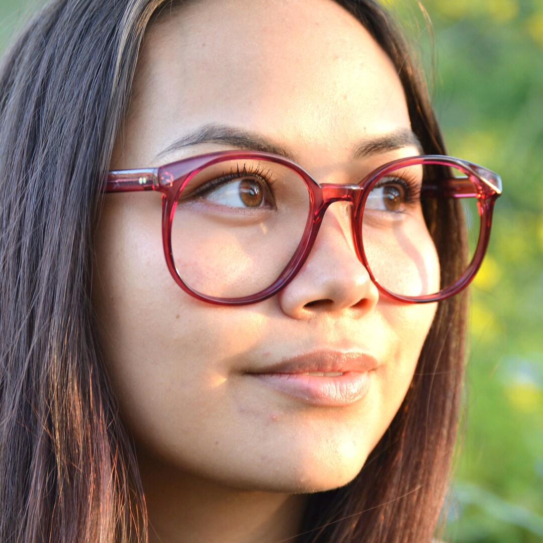 Red Plastic Oversized Eyeglasses Frames NO LENSES Dark Red Etsy
