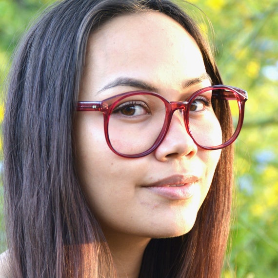 Red Plastic Oversized Eyeglasses Frames NO LENSES… - image 3