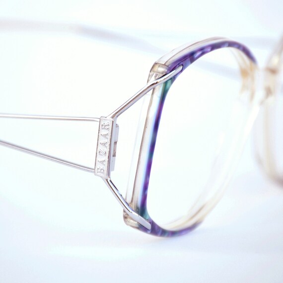 Blue Marbled Eyeglasses Frames: 1980s Retro Overs… - image 3