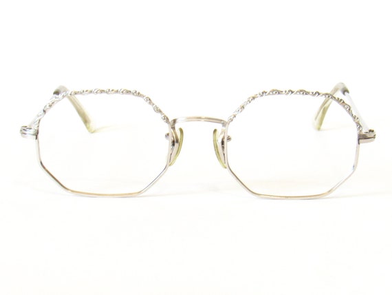 Dainty Silver Eyeglasses Frames Decorative 12k Go… - image 7