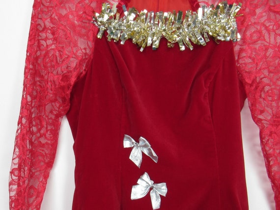 Decorated Christmas Dress - Sexy Red Velvet Dress… - image 7