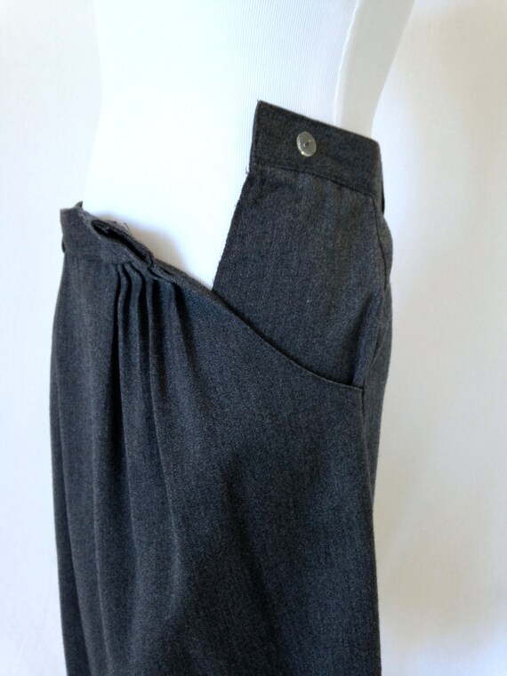 80s Pleated Grey Secretary Skirt - Classy High Wa… - image 4