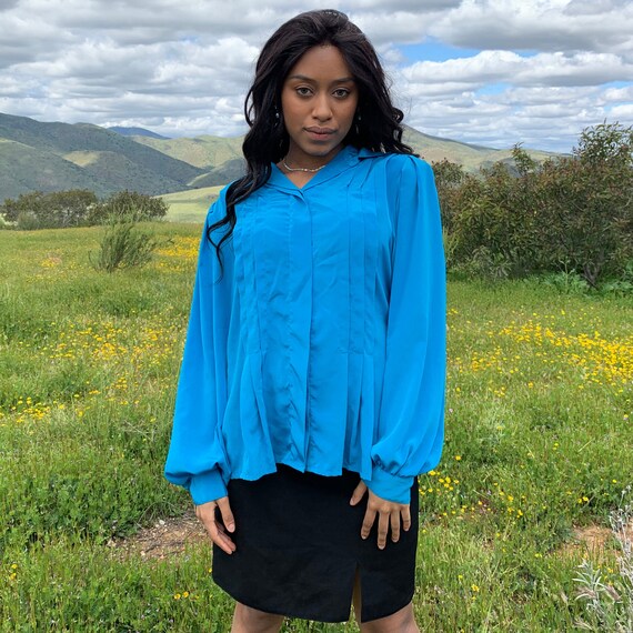 Silky Bright Blue Blouse Beautiful Blue 