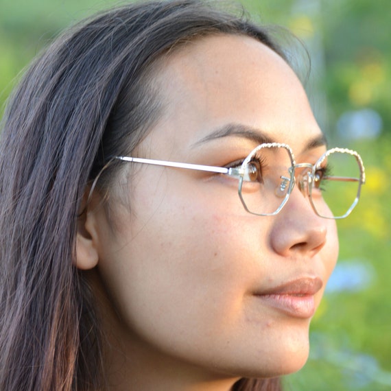 Dainty Silver Eyeglasses Frames Decorative 12k Go… - image 6