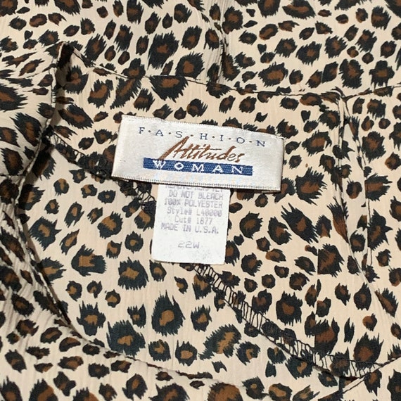 Short Sleeve Leopard Print Blouse Vintage 1990s P… - image 8