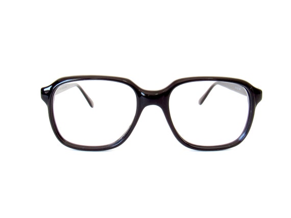 Vintage Black Hipster Eyeglasses Frames - 1980s R… - image 1