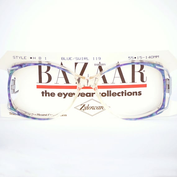 Blue Marbled Eyeglasses Frames: 1980s Retro Overs… - image 2