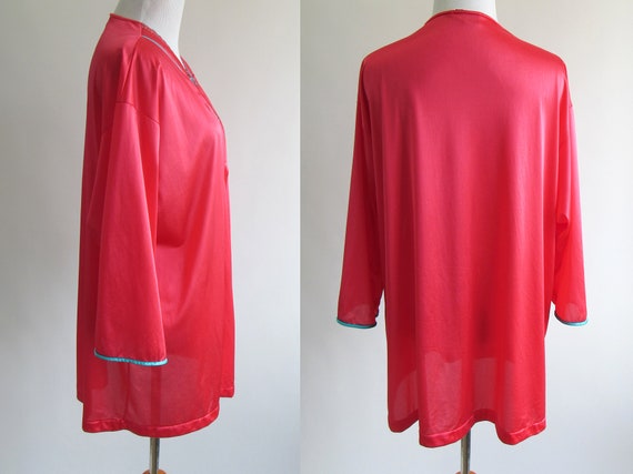 70s/80s Bright Hot Pink Night Shirt with Colorful… - image 3