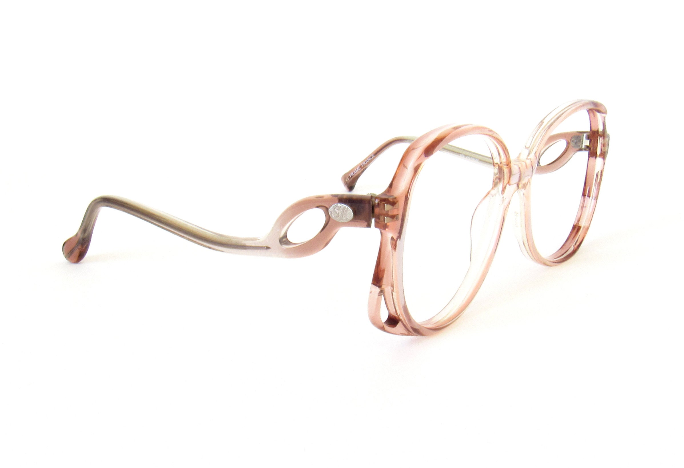 VTG 1980’s Logo Mottled Amber Oversized Frames Venini 1980s Italian Vintage Amber Gold Murano Glass and  main image 3