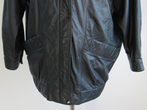 80s Black Leather Jacket - Classic Simple 1980s B… - image 6