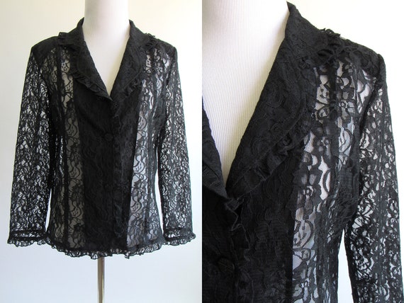 sheer lace long sleeve top