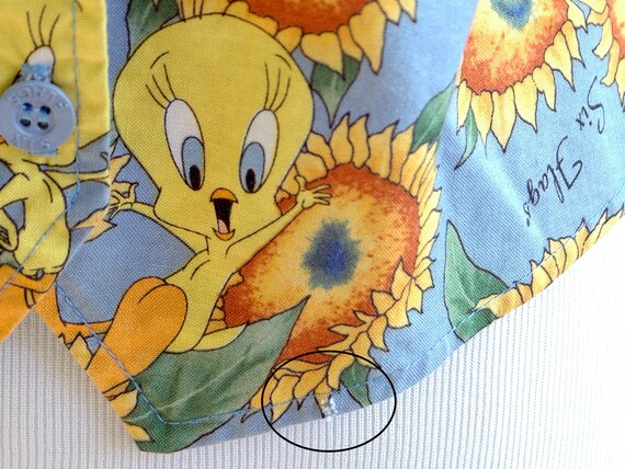 90s Tweety Bird and Sunflowers Sky Blue Cotton Ve… - image 5