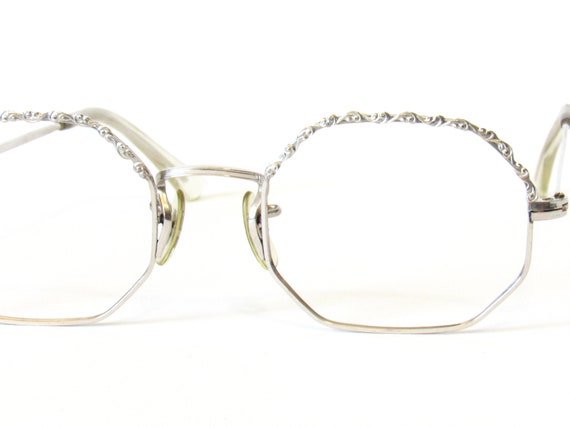 Dainty Silver Eyeglasses Frames Decorative 12k Go… - image 3