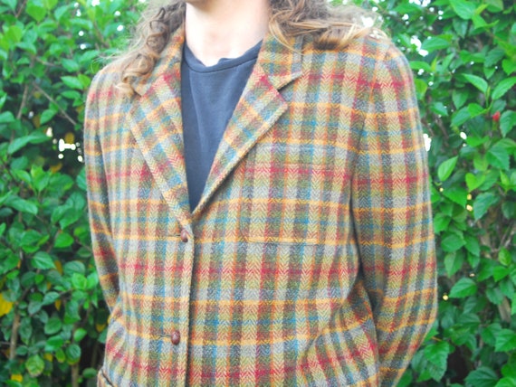 Wool Plaid Blazer - 1990s Vintage Lizsport Plaid … - image 8