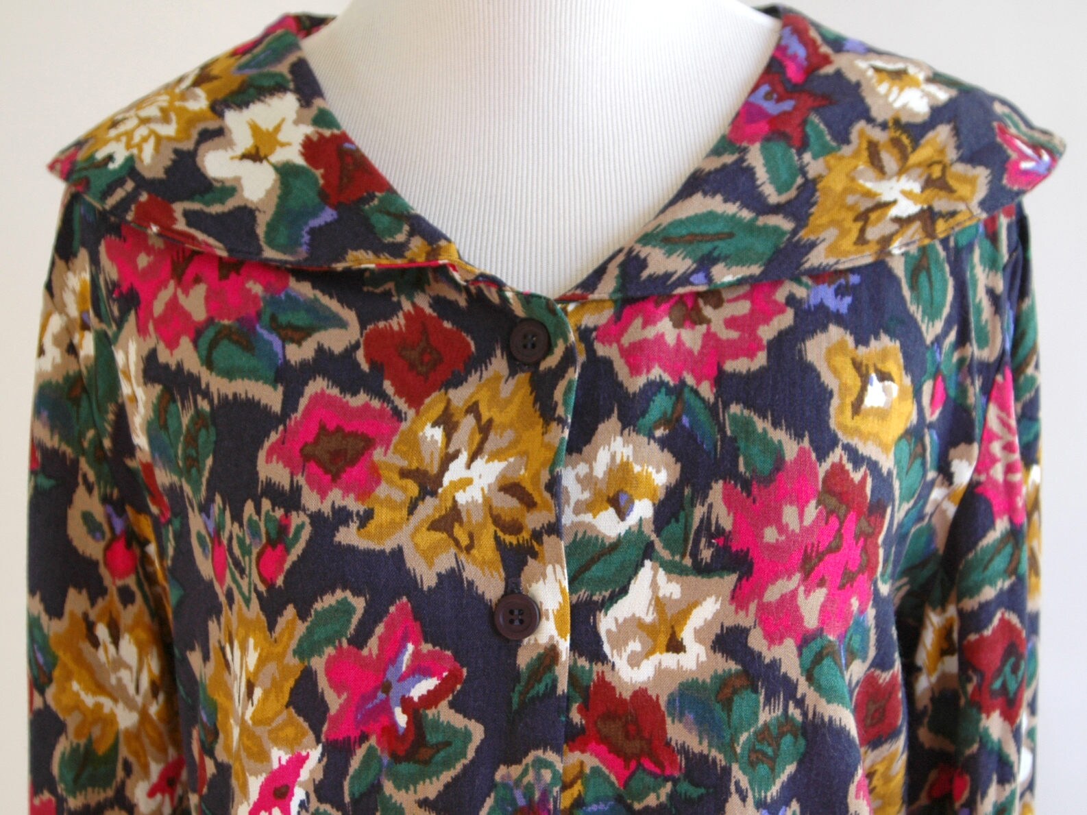 80s Floral Button up With Draped Collar Avon Fashions Blouse - Etsy
