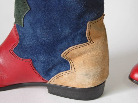 Colorful Suede Leather Cowboy Boots - Decorative … - image 9