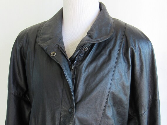 80s Black Leather Jacket - Classic Simple 1980s B… - image 5
