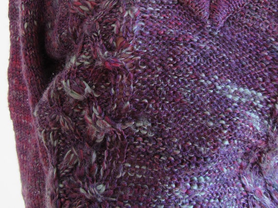 Purple Speckled Cable Knit Cropped Bishop Sleeve … - image 10