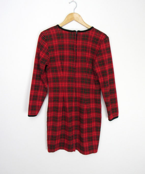 Red Plaid Dress with Double Breast Buttons - Red … - image 2