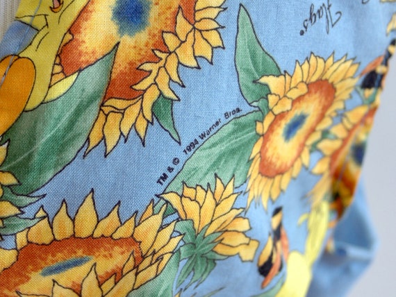 90s Tweety Bird and Sunflowers Sky Blue Cotton Ve… - image 8