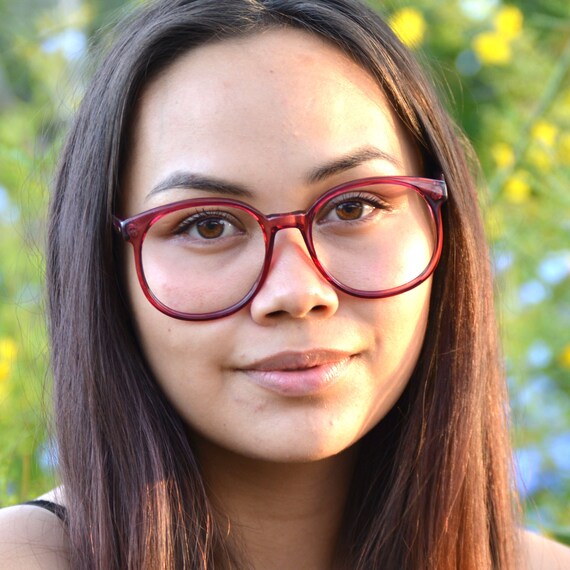 Red Plastic Oversized Eyeglasses Frames NO LENSES… - image 4