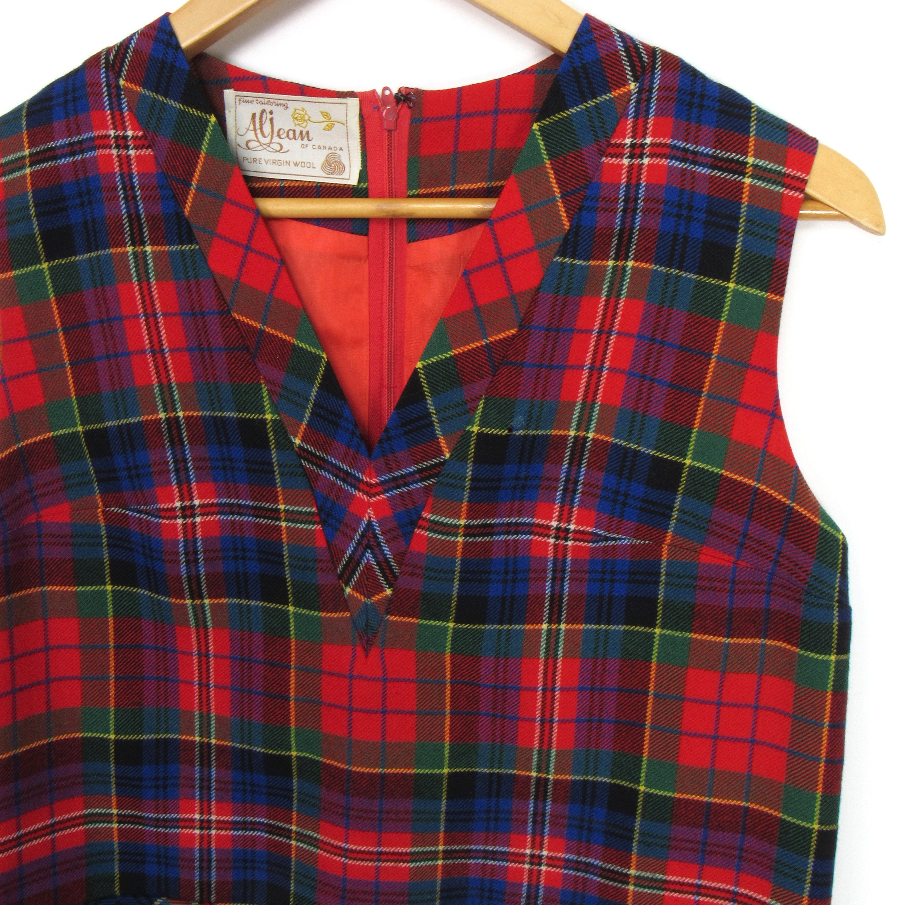Christmas Plaid Wool Vest Red Green Blue Classic Tartan Etsy