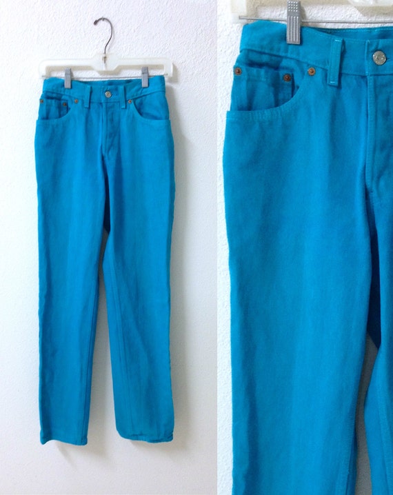 Bright Blue Levis Jean - High Waist Button Fly Je… - image 1