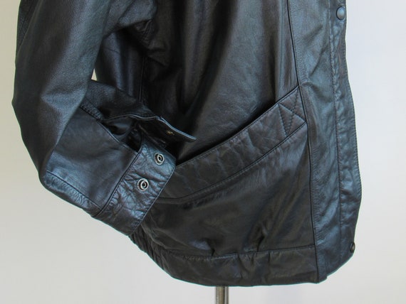 80s Black Leather Jacket - Classic Simple 1980s B… - image 7