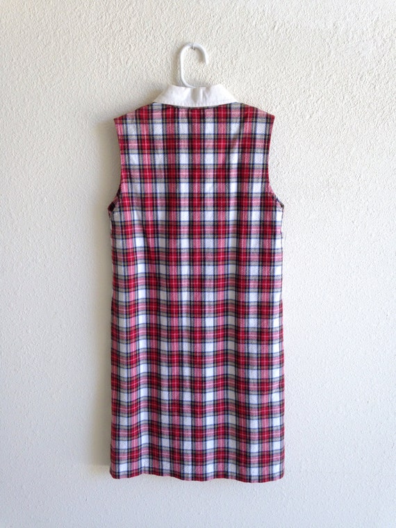 90s Tommy Hilfiger Red Plaid Sleeveless Collared … - image 9