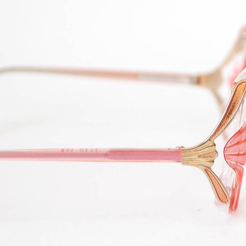 Shops 80s Pearlescent Coral Pink Eyeglasses NO LENS - Vintage Elan Frames - Pearl Pink Gold - Grandma Glasses - Oversized Eyeglasses 1980s Mermaid