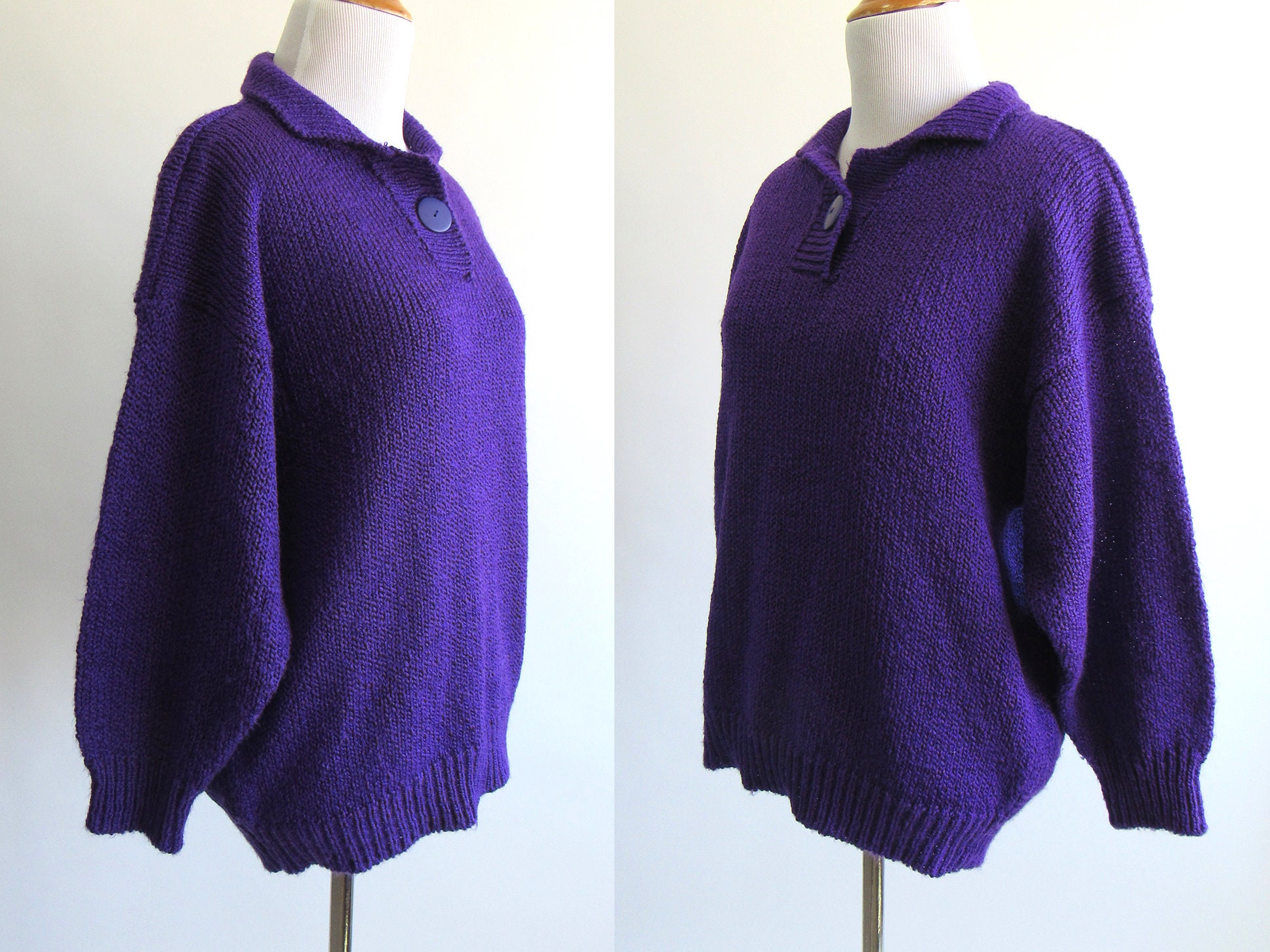 80s Purple Sweater 1980s Purple Jumper Slouchy Sweater | Etsy