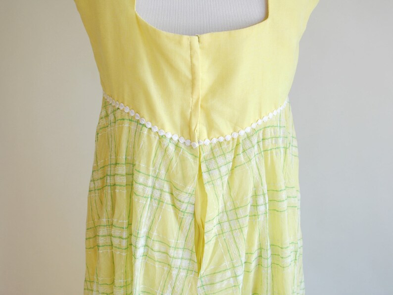 70s Yellow and Green Sleeveless High Neck Princess Dress | Etsy