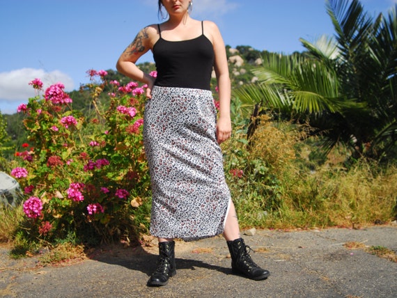 Leopard Print Maxi Skirt - 1990s Maxi Skirt with … - image 1