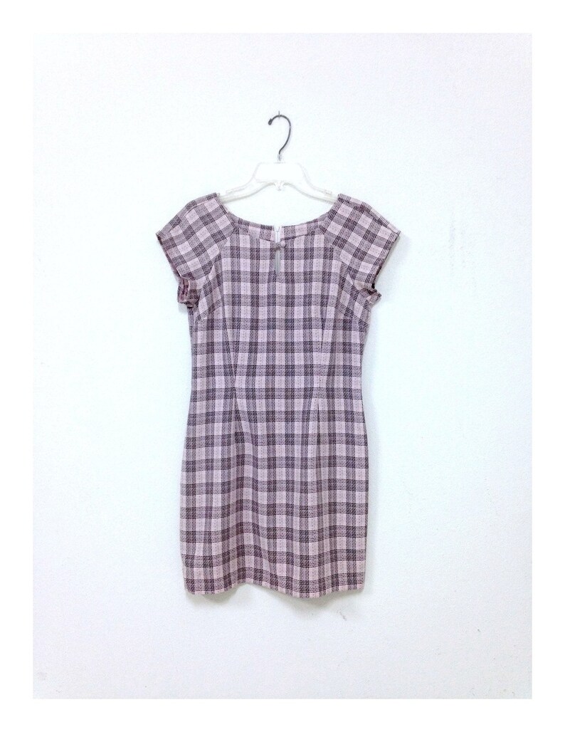 pink and black plaid dress