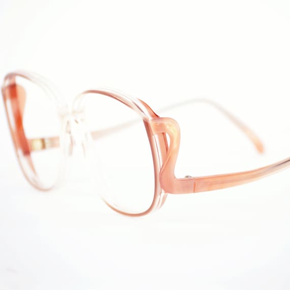 80s Oversized Eyeglasses Frames: Retro Tan Pink Drop Arm  display picture 1