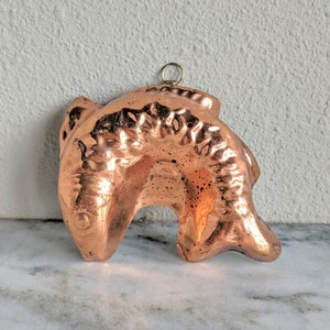 Vintage Fish Copper Mold, Copper Cake Jello Animal Mold, Rustic Country Farmhouse Hanging Copper Kitchen Decor, Targus Portugal